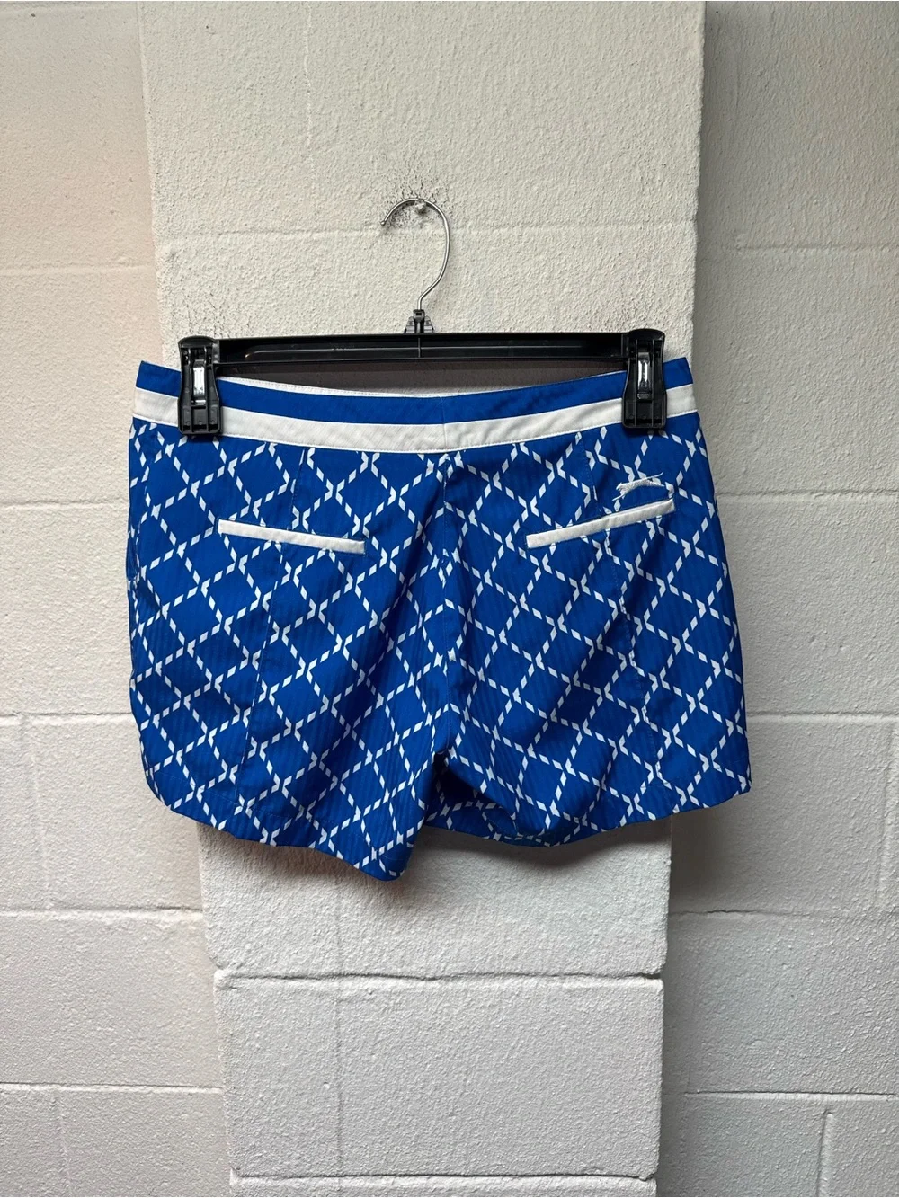 Slazenger Blue and White Diamond-Print Athletic Shorts